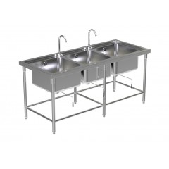 Triple Sink Table W/2 Faucet 1